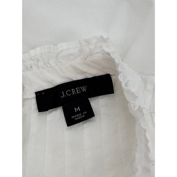 J. Crew White Pleated Blouse with Tortoiseshell Buttons in Back – Size Medium - Picture 6 of 7